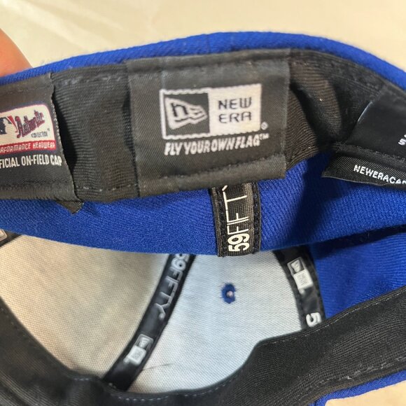 New York Mets Blue Orange Black Classic Logo Men's Fitted Hat Cap 7-1/4 New Era - Picture 5 of 6